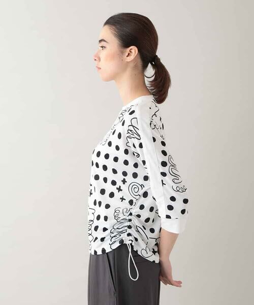 HIROKO KOSHINO / ヒロココシノ カットソー | 幾何ドット柄ドロストアレンジカットソー /日本製/洗濯機で洗える | 詳細2