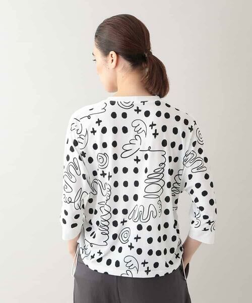 HIROKO KOSHINO / ヒロココシノ カットソー | 幾何ドット柄ドロストアレンジカットソー /日本製/洗濯機で洗える | 詳細3