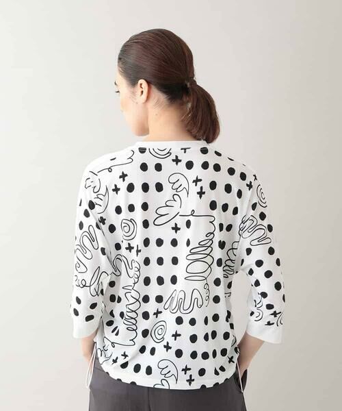 HIROKO KOSHINO / ヒロココシノ カットソー | 幾何ドット柄ドロストアレンジカットソー /日本製/洗濯機で洗える | 詳細4