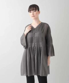 HIROKO KOSHINO / ヒロココシノ シャツ・ブラウス | ピンタックシアーブラウス/日本製/洗える