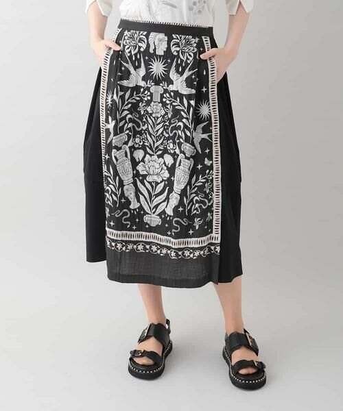 セール】 ボタニカルアートプリントスカート/日本製 （ロング