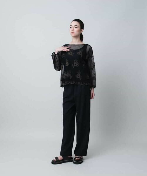 HIROKO KOSHINO / ヒロココシノ シャツ・ブラウス | ボタニカル刺繍チュールブラウス/日本製/洗える | 詳細10