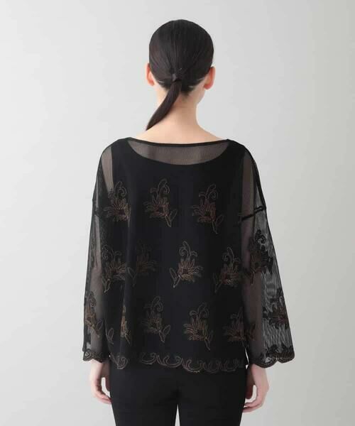 HIROKO KOSHINO / ヒロココシノ シャツ・ブラウス | ボタニカル刺繍チュールブラウス/日本製/洗える | 詳細2