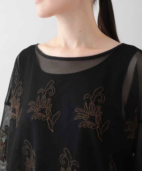 HIROKO KOSHINO / ヒロココシノ シャツ・ブラウス | ボタニカル刺繍チュールブラウス/日本製/洗える | 詳細3