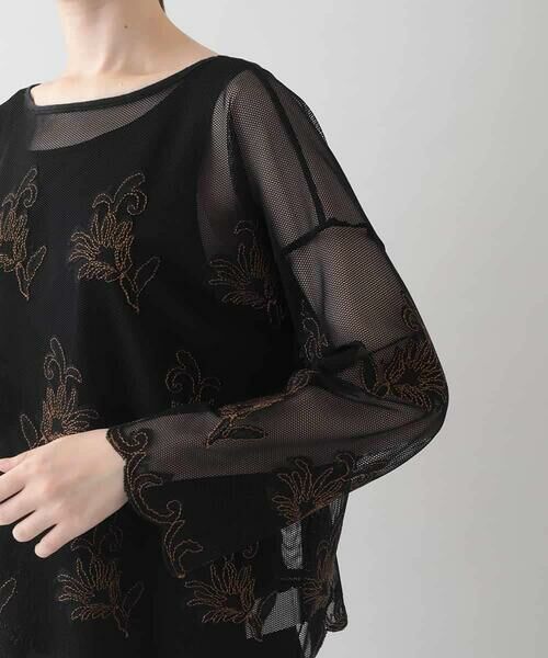 HIROKO KOSHINO / ヒロココシノ シャツ・ブラウス | ボタニカル刺繍チュールブラウス/日本製/洗える | 詳細5