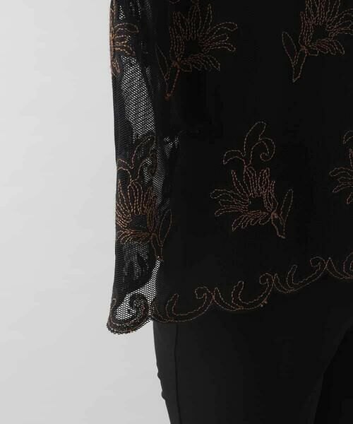 HIROKO KOSHINO / ヒロココシノ シャツ・ブラウス | ボタニカル刺繍チュールブラウス/日本製/洗える | 詳細6