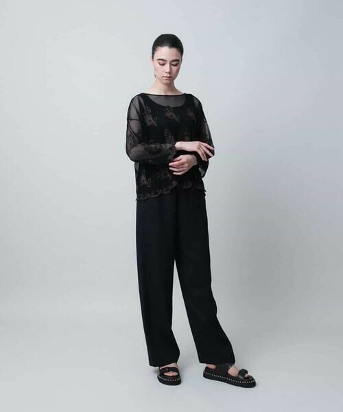 HIROKO KOSHINO / ヒロココシノ シャツ・ブラウス | ボタニカル刺繍チュールブラウス/日本製/洗える | 詳細8