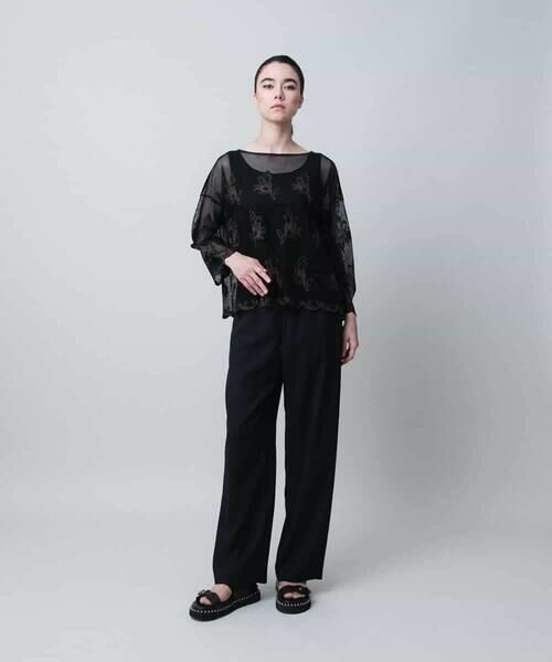 HIROKO KOSHINO / ヒロココシノ シャツ・ブラウス | ボタニカル刺繍チュールブラウス/日本製/洗える | 詳細9