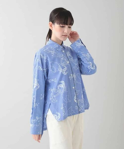 HIROKO KOSHINO / ヒロココシノ シャツ・ブラウス | イラストプリントロングブラウス/洗える | 詳細1