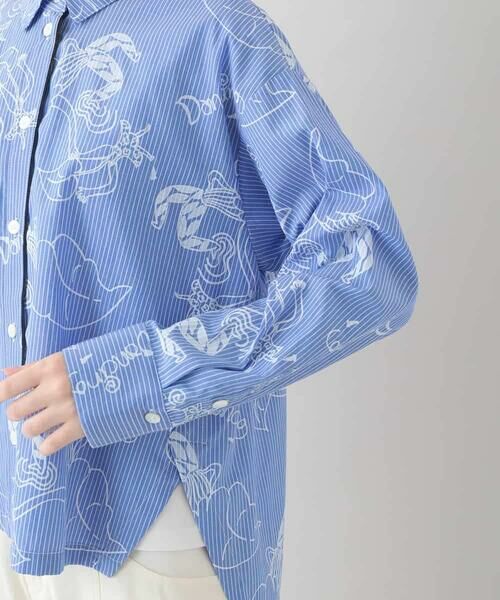 HIROKO KOSHINO / ヒロココシノ シャツ・ブラウス | イラストプリントロングブラウス/洗える | 詳細7