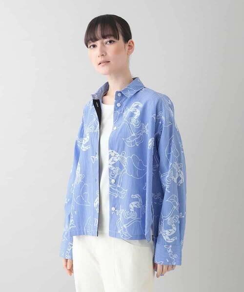 【新品】HIROKO KOSHINOヒロココシノ　プリントブラウス モチーフ総柄プリントシャツブラウス/洗濯機で洗える(ブラウス