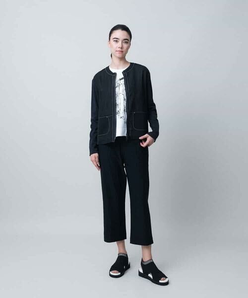 HIROKO KOSHINO / ヒロココシノ ノーカラージャケット | 異素材ノーカラージャケット/洗える | 詳細12