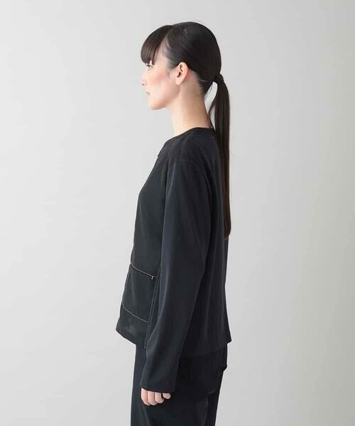 HIROKO KOSHINO ブラック ノーカラージャケット HIROKO KOSHINO（ヒロココシノ）のノーカラージャケット