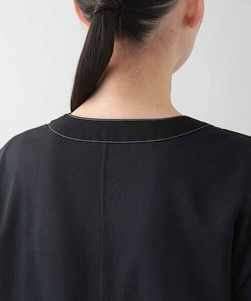 セール】 異素材ノーカラージャケット/洗える （ノーカラー