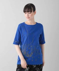 HIROKO KOSHINO / ヒロココシノ カットソー | ラメプリントデザインカットソー /日本製/洗える