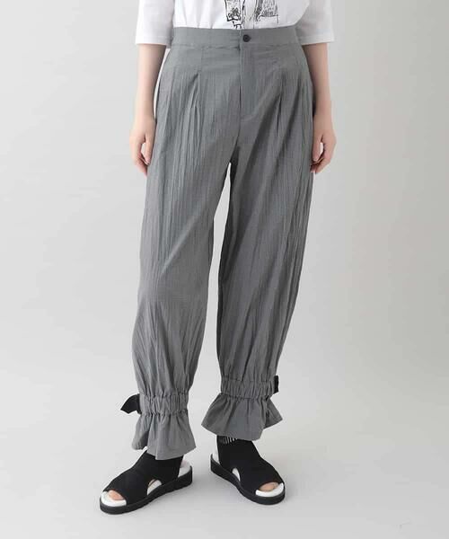 HIROKO KOSHINO / ヒロココシノ チノ・ワークパンツ | ギンガムチェックデザインパンツ/洗える(ダークグレー)