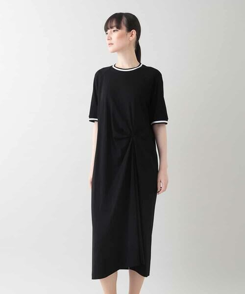 HIROKO KOSHINO / ヒロココシノ ロング・マキシ丈ワンピース | 配色リブツイストデザインワンピース/日本製/洗える | 詳細1