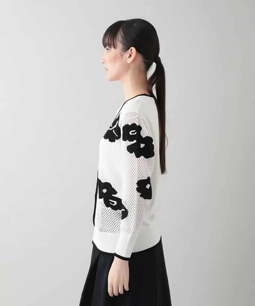 HIROKO KOSHINO / ヒロココシノ セットアップ | メッシュインターシャニットカーディガン/洗える | 詳細2