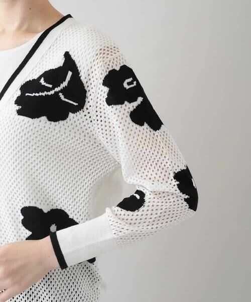 HIROKO KOSHINO / ヒロココシノ セットアップ | メッシュインターシャニットカーディガン/洗える | 詳細6