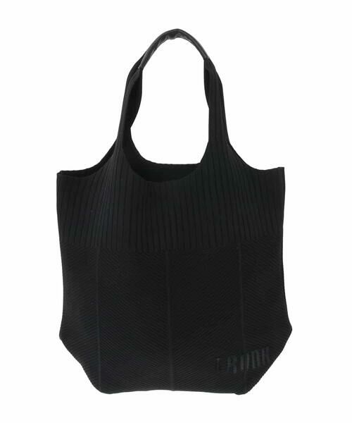 HIROKO KOSHINO / ヒロココシノ トートバッグ | ロゴアップリケニットトートバッグ(ブラック)