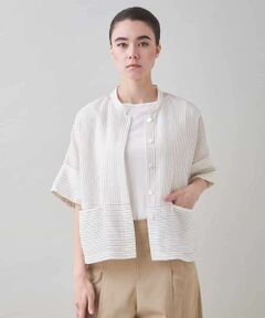 HIROKO KOSHINO / ヒロココシノ シャツ・ブラウス | タックジャガードストライプブラウス /日本製