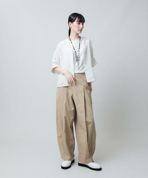 HIROKO KOSHINO / ヒロココシノ シャツ・ブラウス | タックジャガードストライプブラウス /日本製 | 詳細12