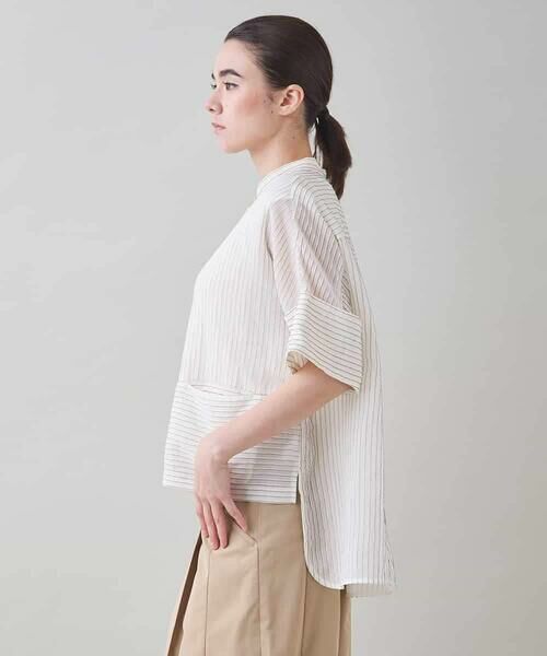 HIROKO KOSHINO / ヒロココシノ シャツ・ブラウス | タックジャガードストライプブラウス /日本製 | 詳細2