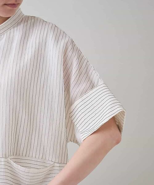 HIROKO KOSHINO / ヒロココシノ シャツ・ブラウス | タックジャガードストライプブラウス /日本製 | 詳細6