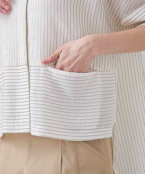 HIROKO KOSHINO / ヒロココシノ シャツ・ブラウス | タックジャガードストライプブラウス /日本製 | 詳細8