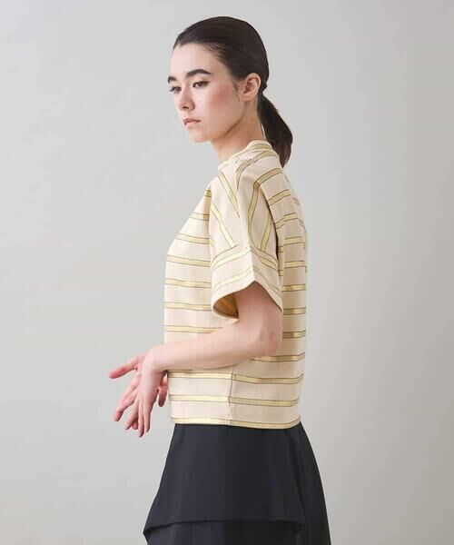 HIROKO KOSHINO / ヒロココシノ カットソー | 箔ボーダーコットンカットソー /日本製/洗える | 詳細1