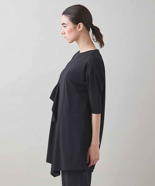 HIROKO KOSHINO / ヒロココシノ チュニック | ドレープフリルアシンメトリーカットチュニック /日本製/洗える | 詳細1
