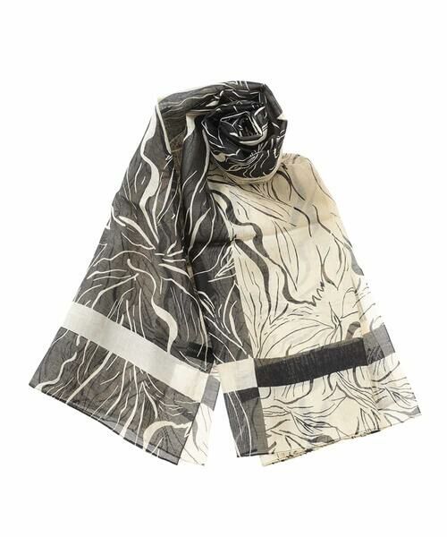 HIROKO KOSHINO / ヒロココシノ マフラー・ショール・スヌード・ストール | ラインフラワーコットンストール | 詳細1