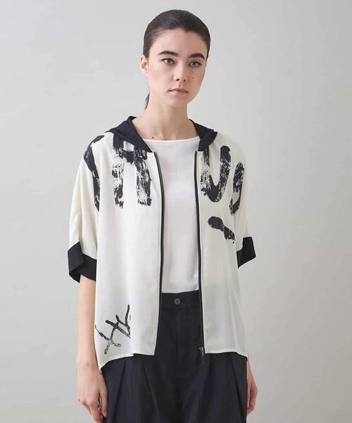 HIROKO KOSHINO / ヒロココシノ シャツ・ブラウス | モノトーンプリントデザインブラウス/洗える | 詳細1