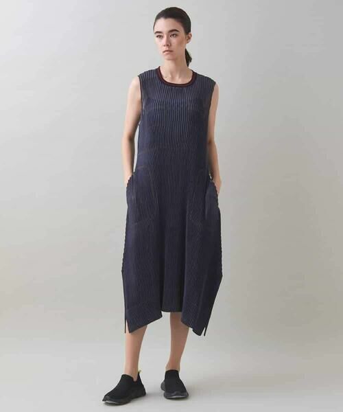 【ヒロココシノ】 黒デニム 　ダブルジッパー　ワンピース　後ろフリル AMBIDEX Store ○SHELL FRILL peplum onepiece(F クロ): l