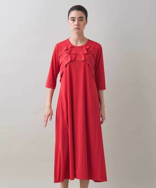 HIROKO KOSHINO / ヒロココシノ ロング・マキシ丈ワンピース | ジョイントテープラッフルデザインワンピース /洗える | 詳細2