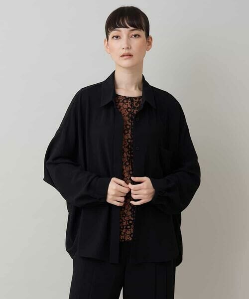 HIROKO KOSHINO / ヒロココシノ シャツ・ブラウス | ドレープジョーゼットブラウス/洗える | 詳細1