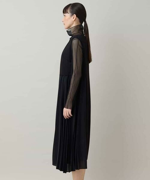HIROKO KOSHINO / ヒロココシノ ベスト | 異素材プリーツロングベスト/日本製/洗える | 詳細3