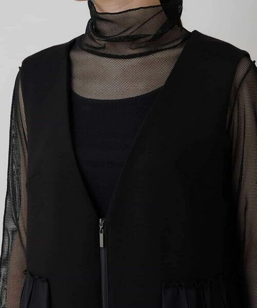 HIROKO KOSHINO / ヒロココシノ ベスト | 異素材プリーツロングベスト/日本製/洗える | 詳細5