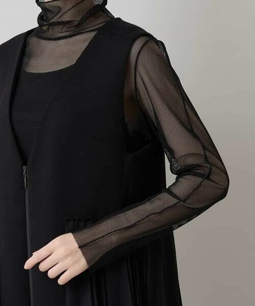 HIROKO KOSHINO / ヒロココシノ ベスト | 異素材プリーツロングベスト/日本製/洗える | 詳細7