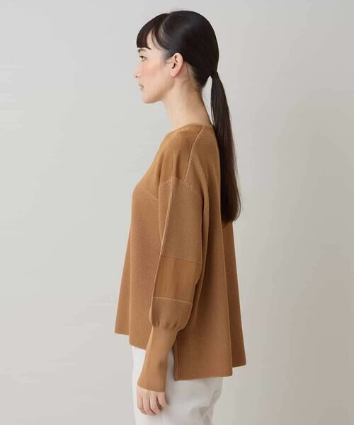 HIROKO KOSHINO / ヒロココシノ ニット・セーター | 鹿の子ニット切り替えデザインプルオーバー | 詳細1