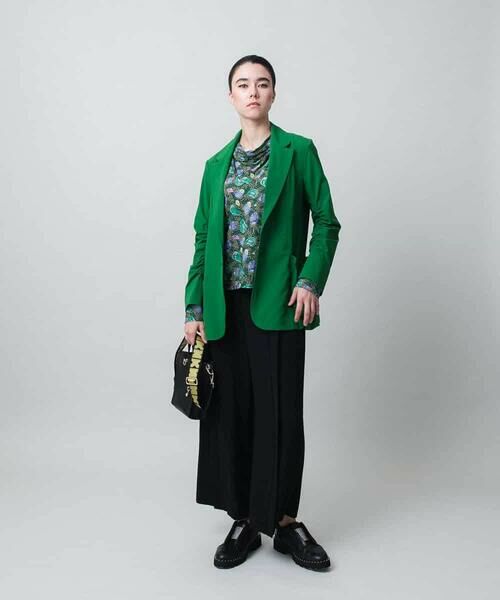 HIROKO KOSHINO / ヒロココシノ テーラードジャケット | ギャザーポイントストレッチジャケット/日本製 | 詳細12