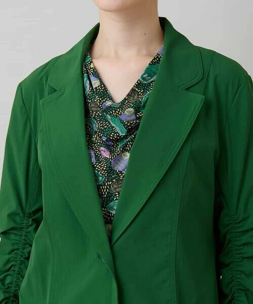 HIROKO KOSHINO / ヒロココシノ テーラードジャケット | ギャザーポイントストレッチジャケット/日本製 | 詳細4