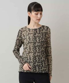 HIROKO KOSHINO / ヒロココシノ カットソー | 小花モチーフプリントチュールトップ/日本製/洗える