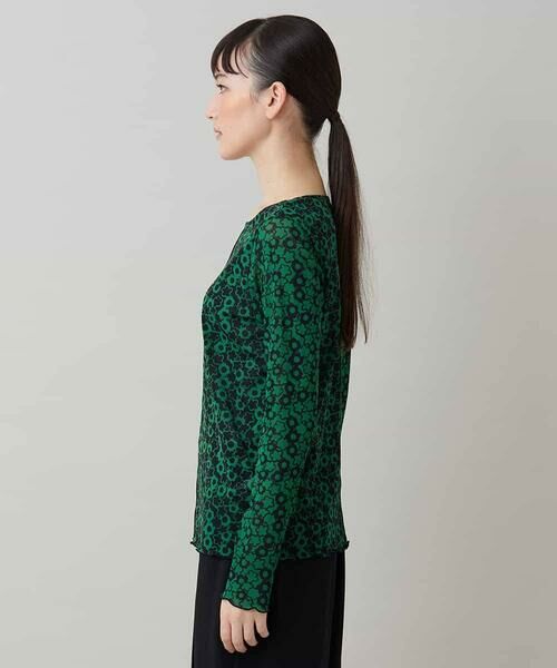 HIROKO KOSHINO / ヒロココシノ カットソー | 小花モチーフプリントチュールトップ/日本製/洗える | 詳細1