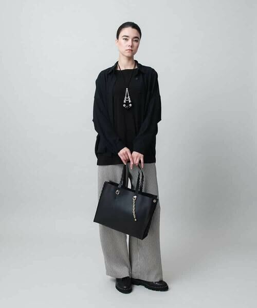 HIROKO KOSHINO / ヒロココシノ その他パンツ | ストライプサテンワイドパンツ/洗える | 詳細10