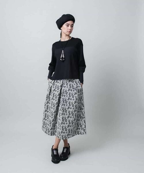 HIROKO KOSHINO / ヒロココシノ ロング・マキシ丈スカート | 小花モチーフジャカードデザインスカート/日本製 | 詳細8