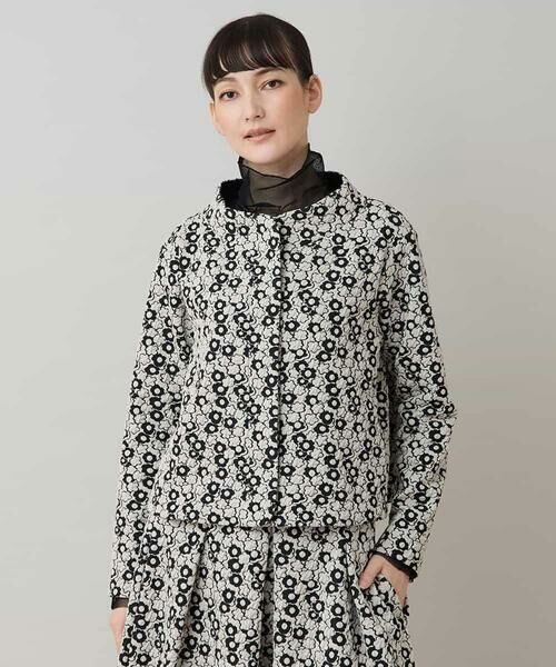 HIROKO KOSHINO / ヒロココシノ セットアップ | 小花モチーフジャカードショートジャケット/日本製 | 詳細1