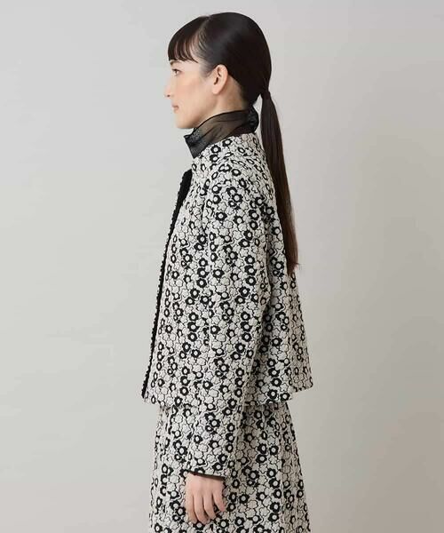 HIROKO KOSHINO / ヒロココシノ セットアップ | 小花モチーフジャカードショートジャケット/日本製 | 詳細2