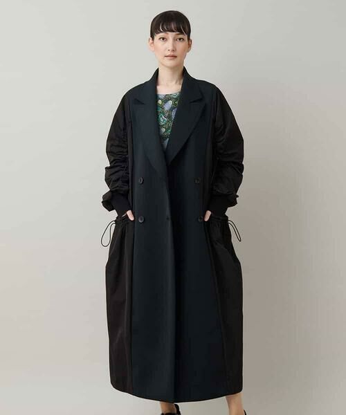 HIROKO KOSHINO / ヒロココシノ その他アウター | 異素材切り替えドロストコート/日本製 | 詳細1