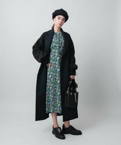 HIROKO KOSHINO / ヒロココシノ その他アウター | 異素材切り替えドロストコート/日本製 | 詳細12